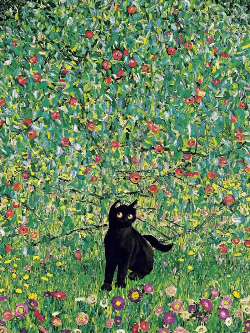Black cat and flowers pellicola backlit da Art Company