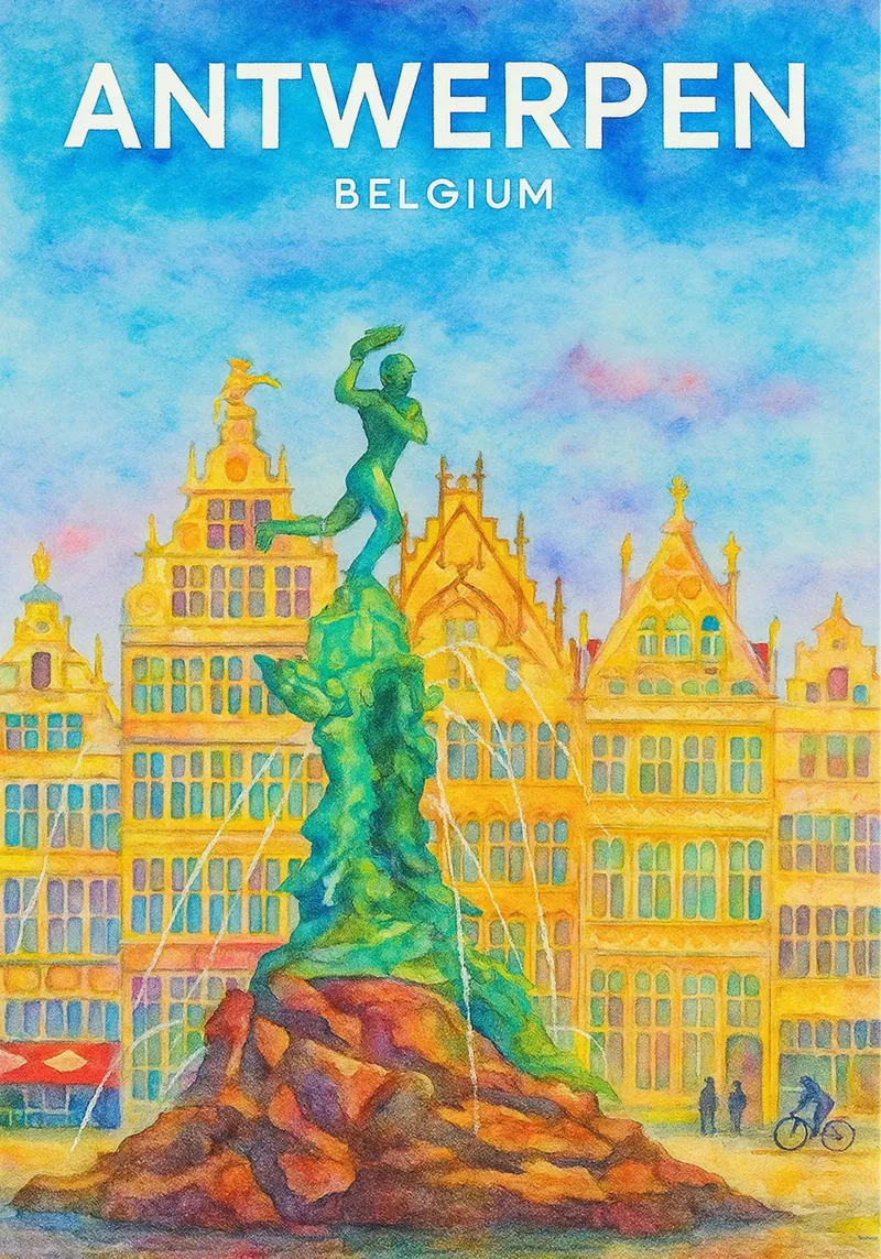 Antwerpen, België Schilderij Verbeelding canvas met Baklijst van onestar