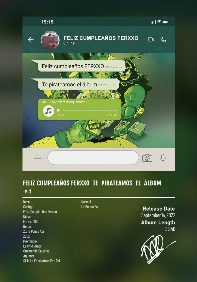 Feliz Cumpleaños Ferxxo Te Pirateamos el Álbum (2022) Feid pellicola backlit da DGUnder