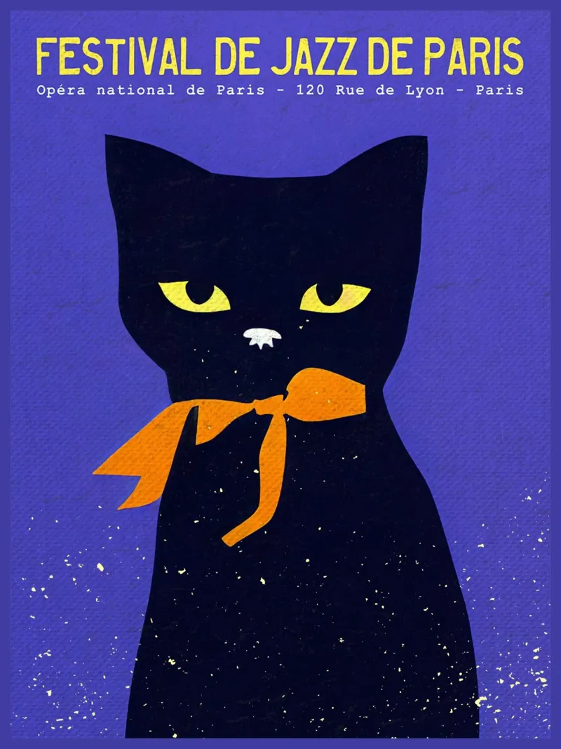 Retro Jazz Festival Cat pellicola backlit da VintagePoster
