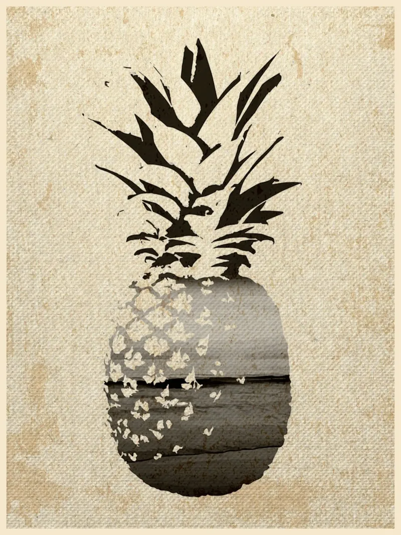 Silhouette di spiaggia con ananas pellicola backlit da Food And Kitchen