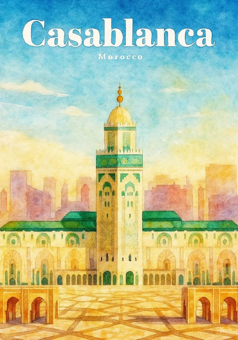 Casablanca, Morroco Dipingere l'immaginazione poster con telaio in plastica da onestar