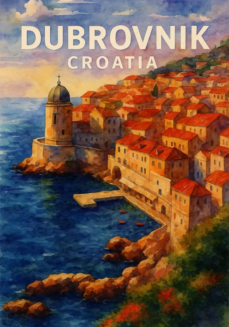 Dubrovnik, Kroatië Verbeelding schilderen canvas met Baklijst van onestar