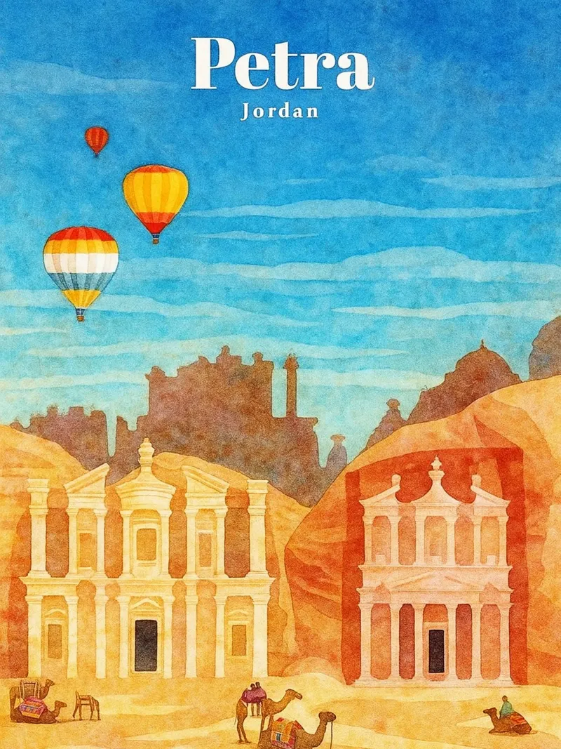 Petra, Giordania Dipingere l'immaginazione poster con telaio in legno da onestar