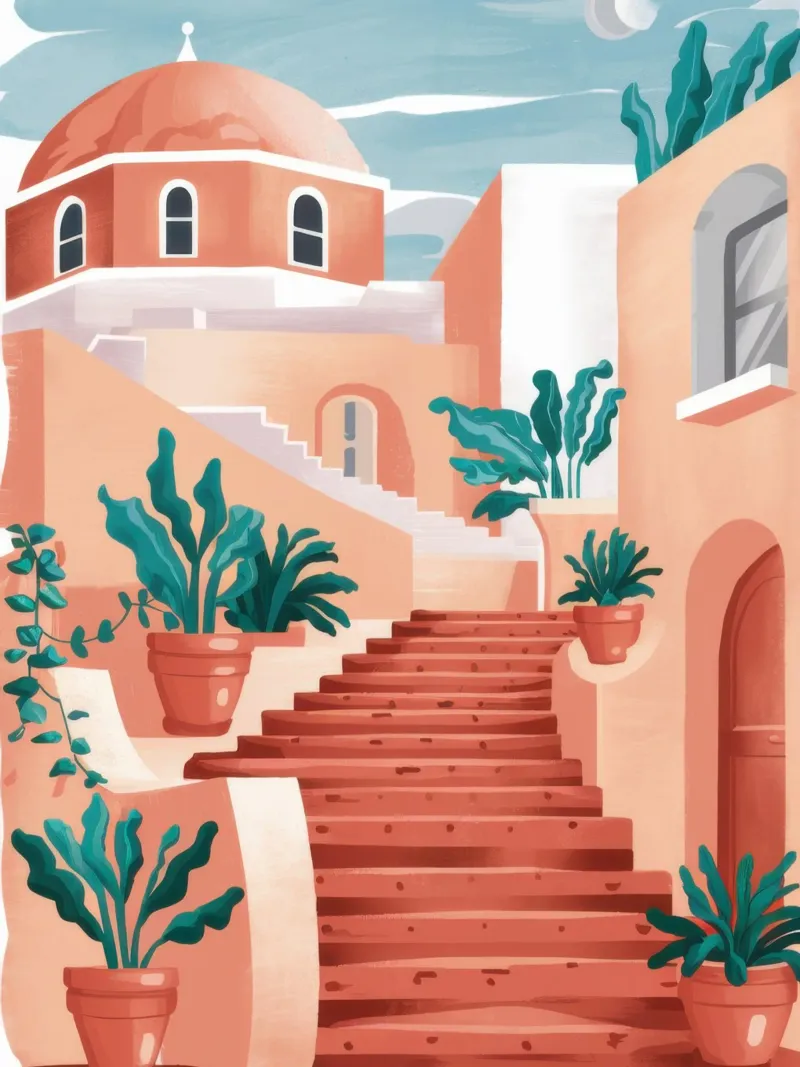 Terracotta Step Ascent pellicola backlit da Monuments Fire