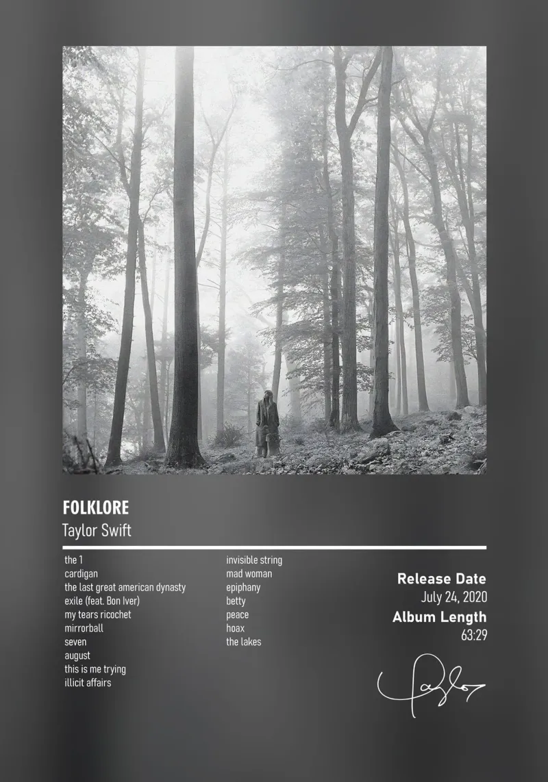 folklore By Taylor Swift pellicola backlit da DGUnder