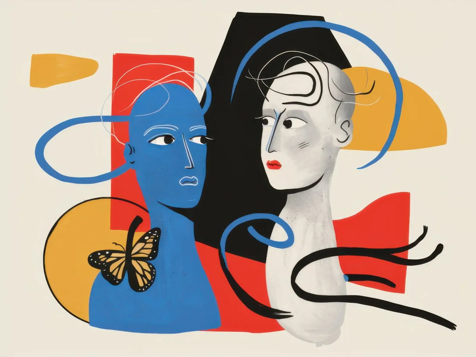 Duality of Visage canvas with Floater frame by Monuments Fire