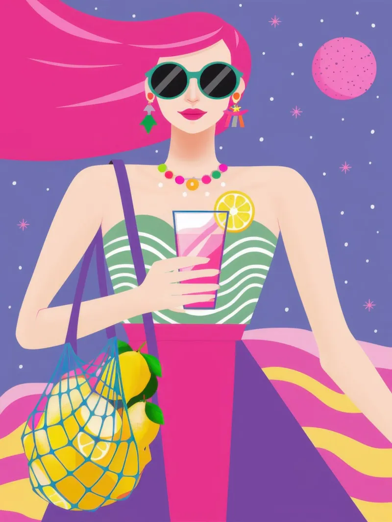 Cosmic Shopper Stroll canvas with Floater frame by Giant Foxs