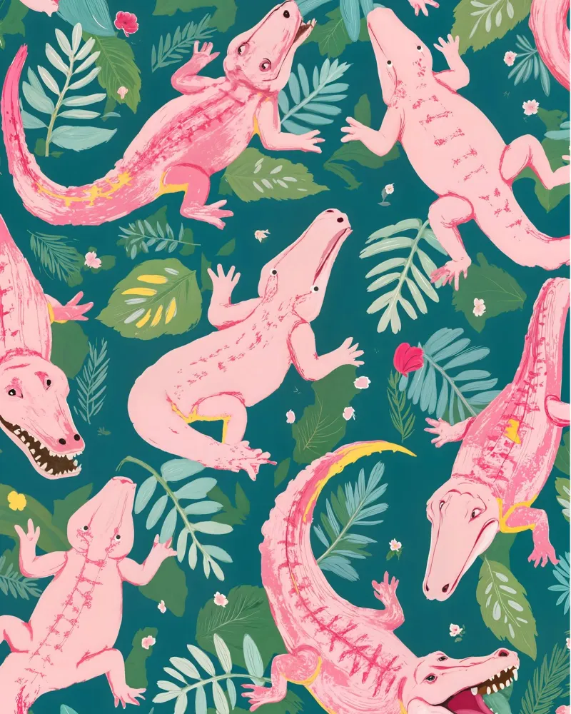 Party Gators Warning - Los cocodrilos rosas nadan aquí metacrilato de 83oranges