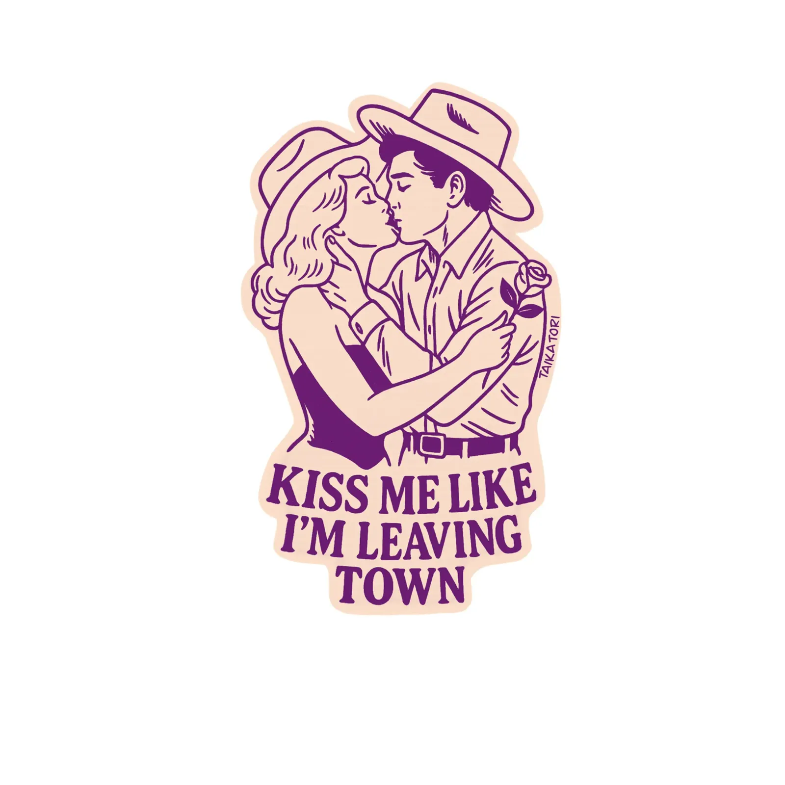 Kiss me like I’m leaving Town poster con telaio in plastica da Taika Tori Art