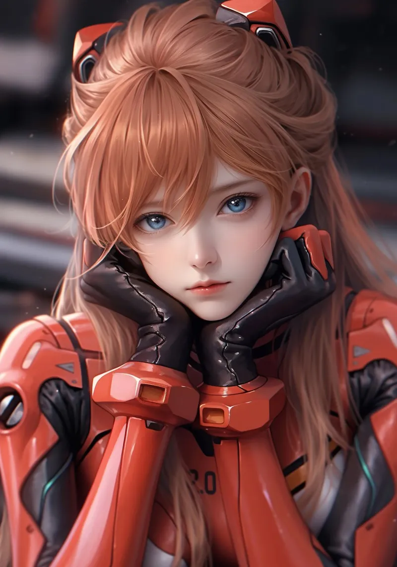 Asuka Langley Soryu Neon Genesis Evangelion poster con telaio in legno da Fleur de Lys