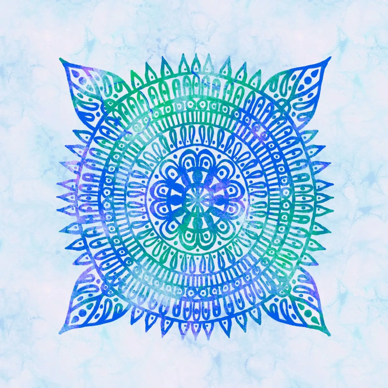 Aquarell Mandala in Blau poster da Petra Lang