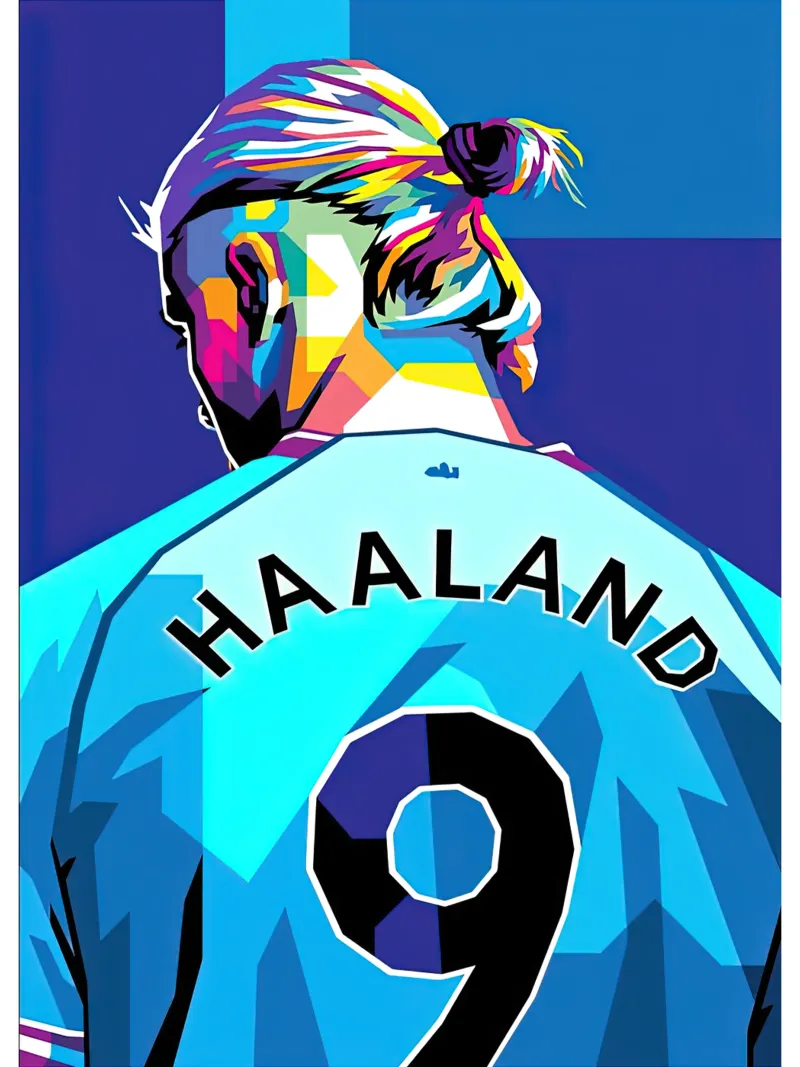 Haaland number nine poster with aluminum frame by Gust Sporer FOTBALL