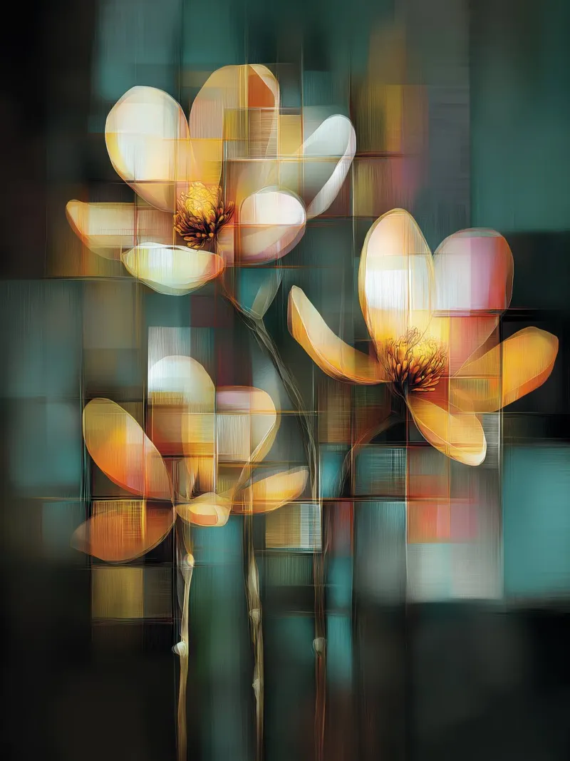 Fiori astratti poster con telaio in plastica da Pictura