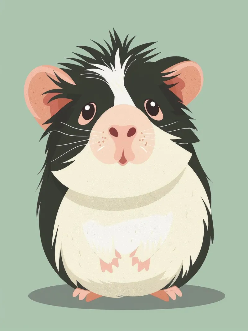 Mignon cochon d'Inde noir et blanc illustré dans un vert clair. hahnemühle de DesignDoodle