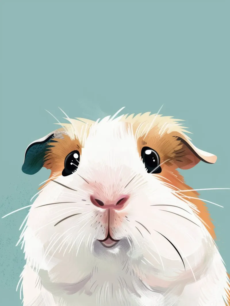Mignon cochon d'Inde noir et blanc illustré dans un vert clair. hahnemühle de DesignDoodle