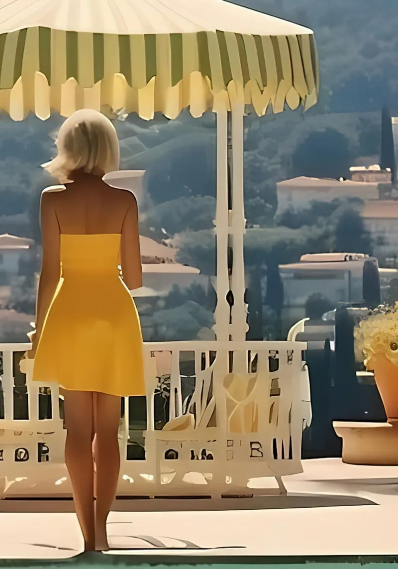 Donna in abito giallo pellicola backlit da jason shop
