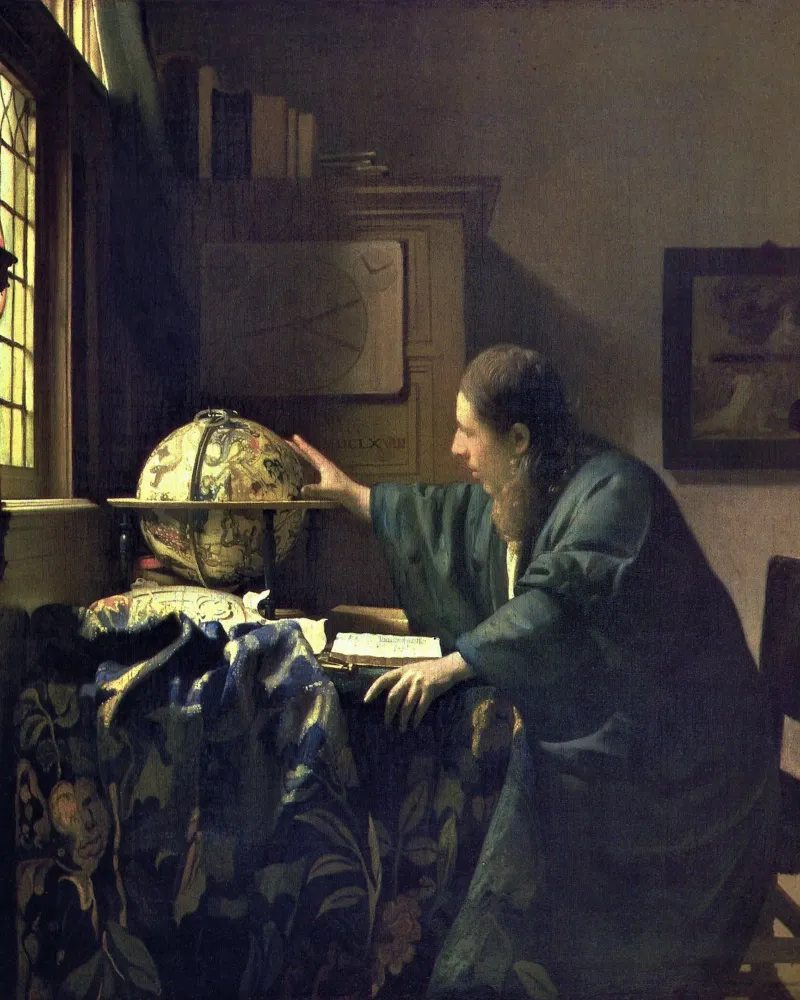 L'astronomo (1668 circa) di Johannes Vermeer pellicola backlit da Art History