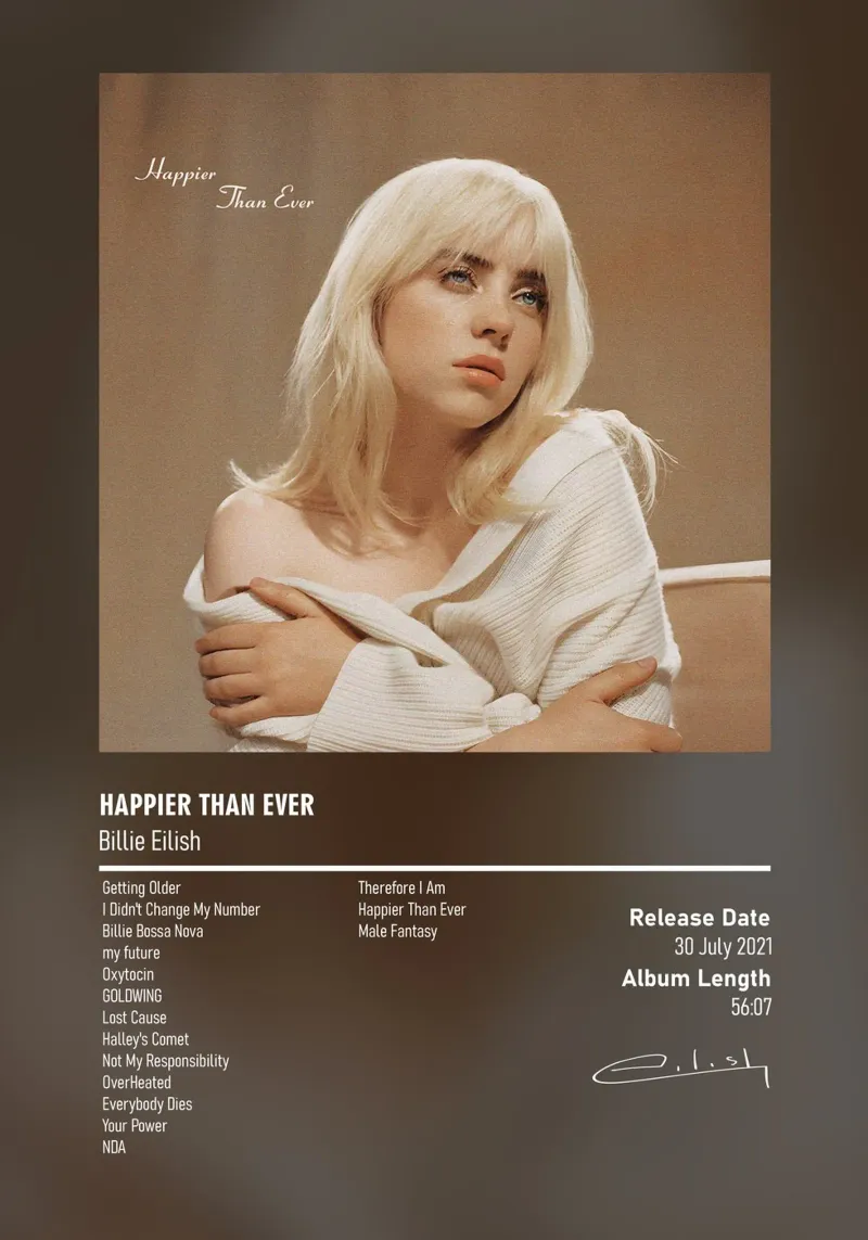 Happier Than Ever By Billie Eilish pellicola backlit da DGUnder