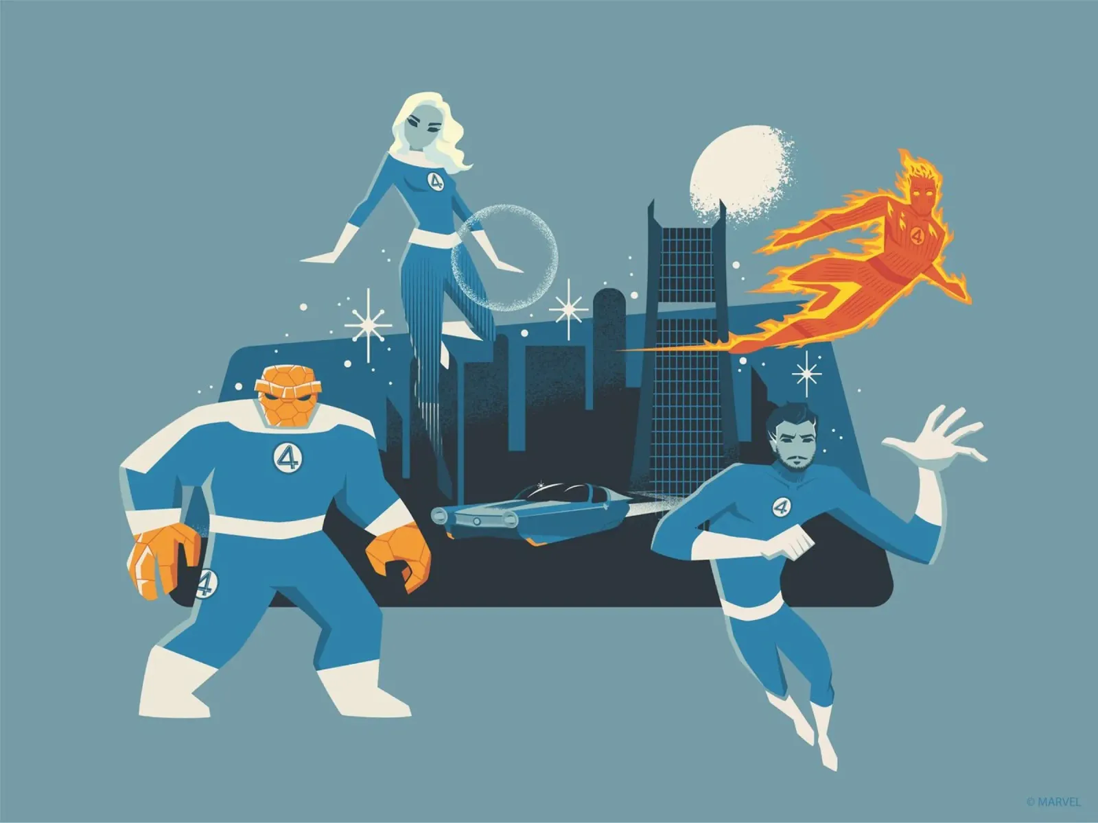 Fantastic 4 – Ready for Action poster con telaio in legno da FANTASTIC 4 by JUNIQE