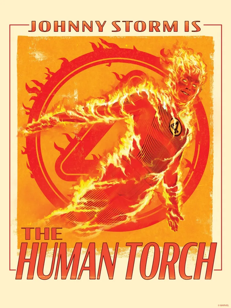 Fantastic 4 - The Human Torch poster con telaio in alluminio da FANTASTIC 4 by JUNIQE