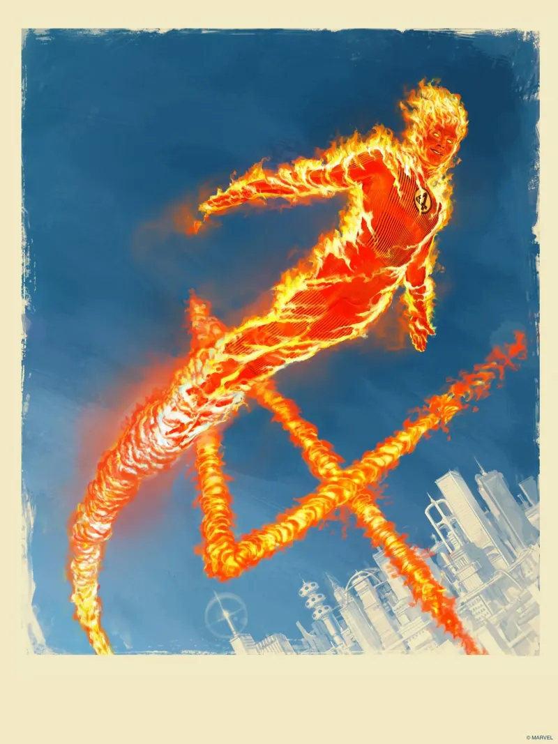 Fantastic 4 - The Human Torch II poster con telaio in alluminio da FANTASTIC 4 by JUNIQE