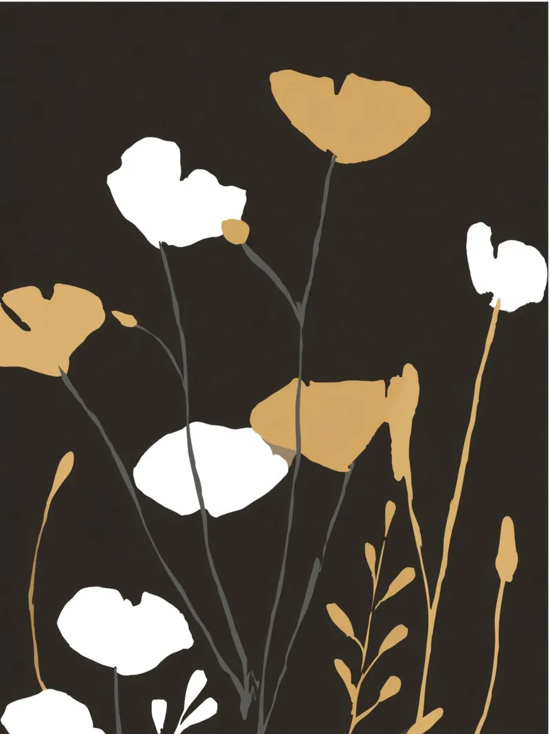 Papaveri d'ombra poster con telaio in legno da Seed & Signal