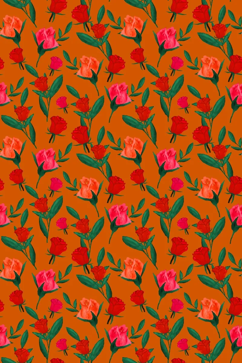 Rosebud Print Rust Orange canvas by SilverPegasus