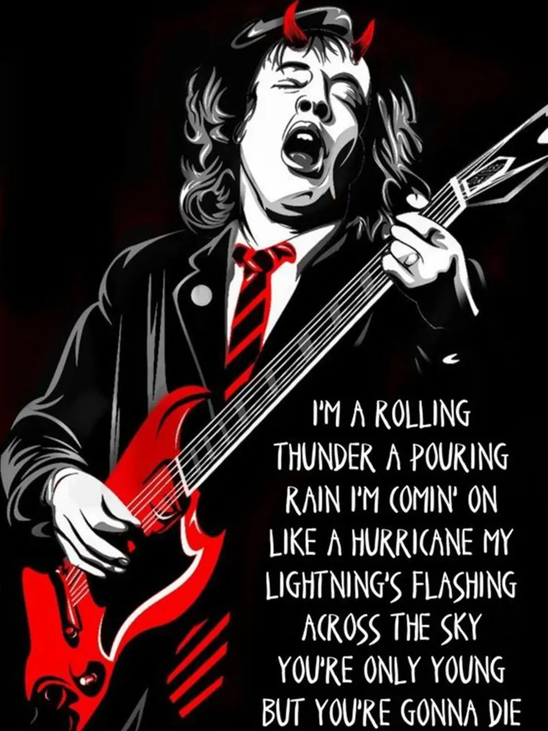 angus young Ac/Dc I'M A Rolling Thunder Art carta hahnemühle da music soul