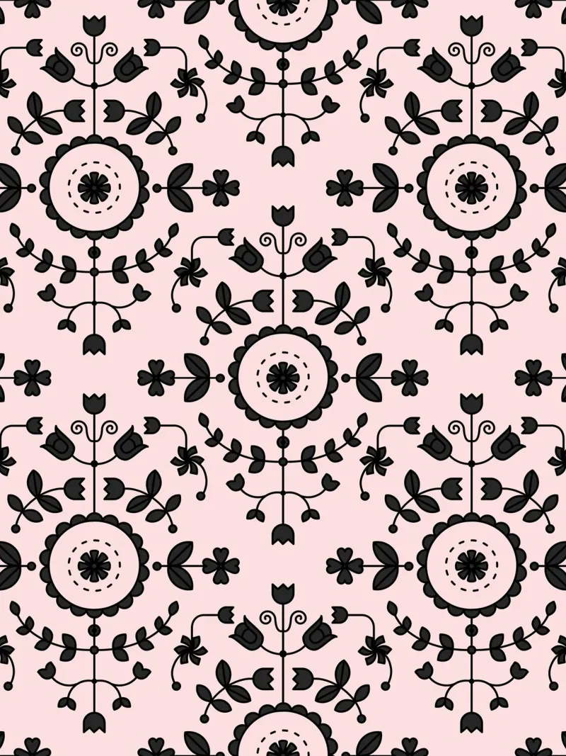 Boho Floral Blush Nero poster con telaio in plastica da SilverPegasus