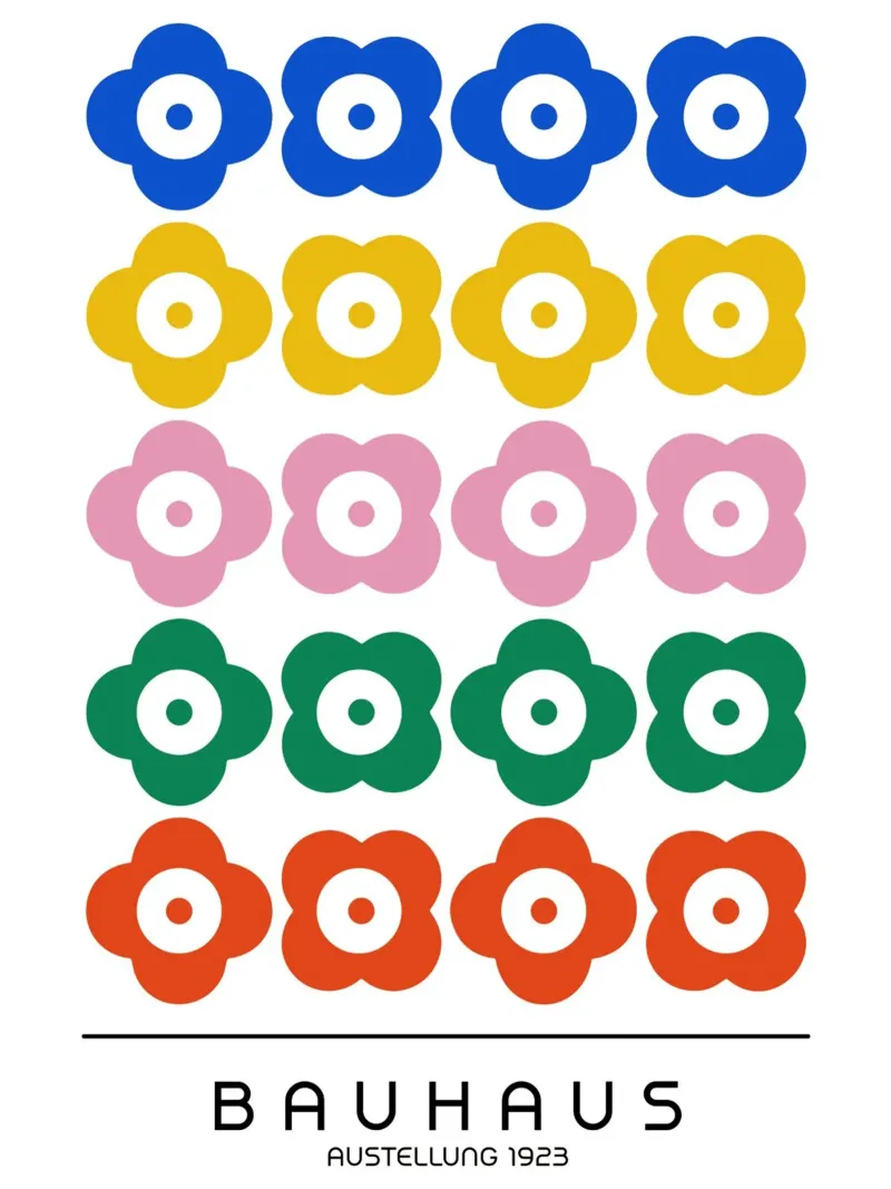 Bauhaus Flowers - Pop Art Geometry canvas by Casa Calm