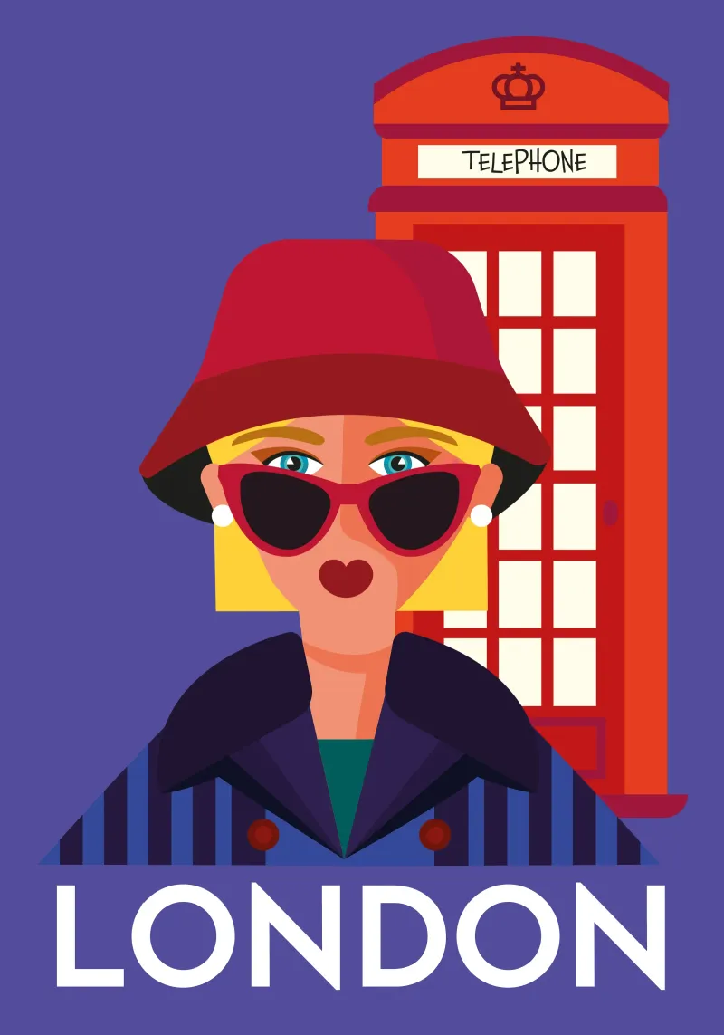 London Calling poster con telaio in legno da Ana Paniagua Design