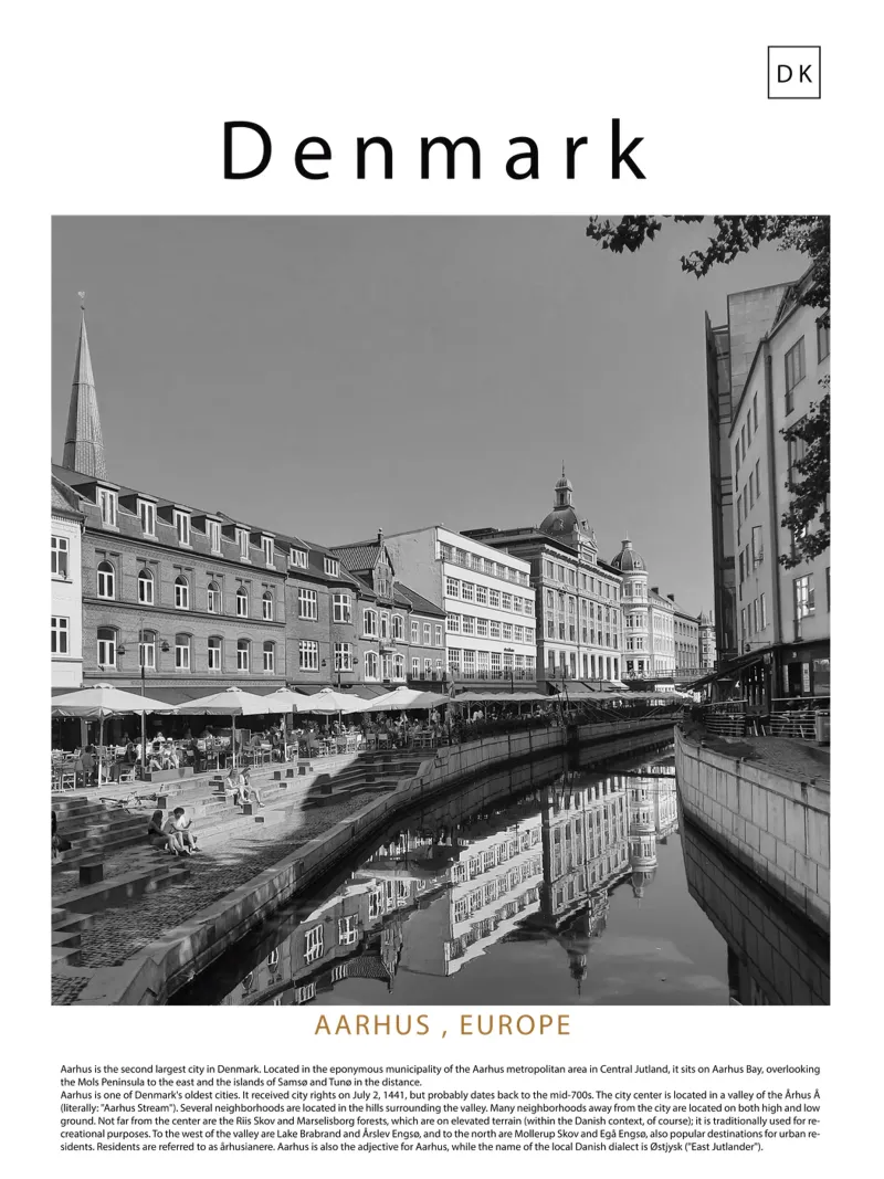 Wall art from Aarhus, Denmark, Europe canvas with Floater frame by ✈ world in frame