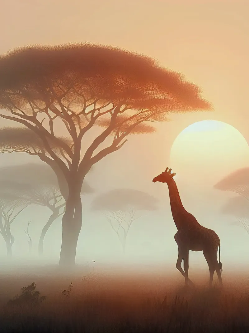 Giraffa nella luce del mattino pellicola backlit da Digital Naive