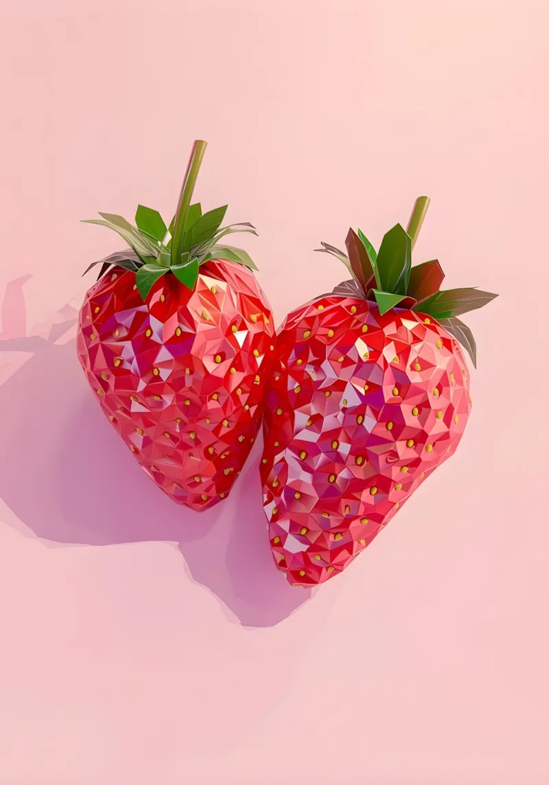 Duo geometrico di fragole - Low Poly Pop Art pellicola backlit da homdeco
