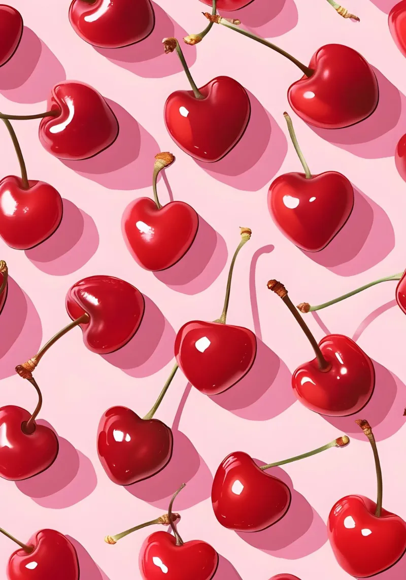 Heart Cherry Pattern - Sweet Pop Art Print canvas by homdeco