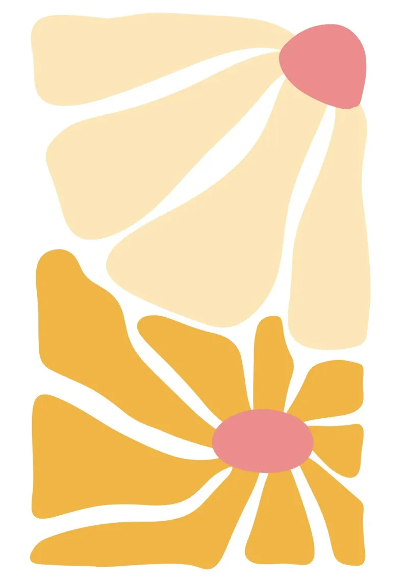Abstraktes Boho-Gänseblümchen - Pfirsich & Senf Blumenkunst Hahnemühle von homdeco