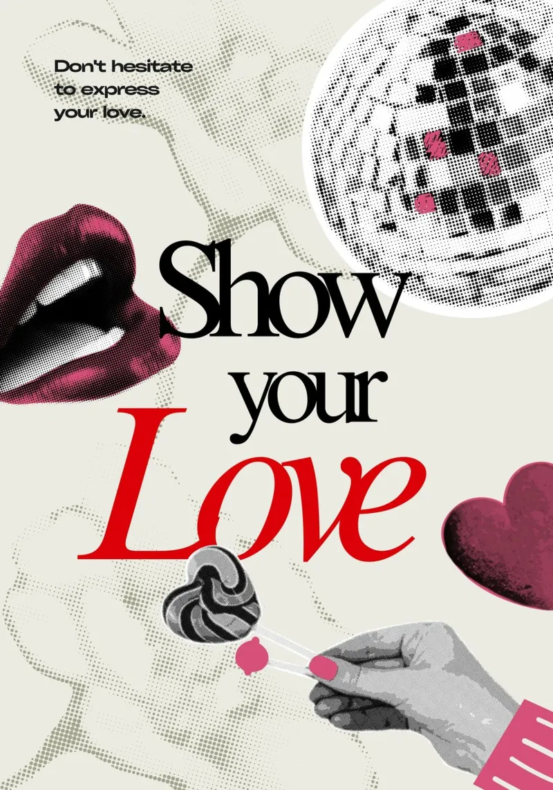 "Show Your Love" Pop Art Poster - Retro Disco Vibes canvas with Floater frame by homdeco
