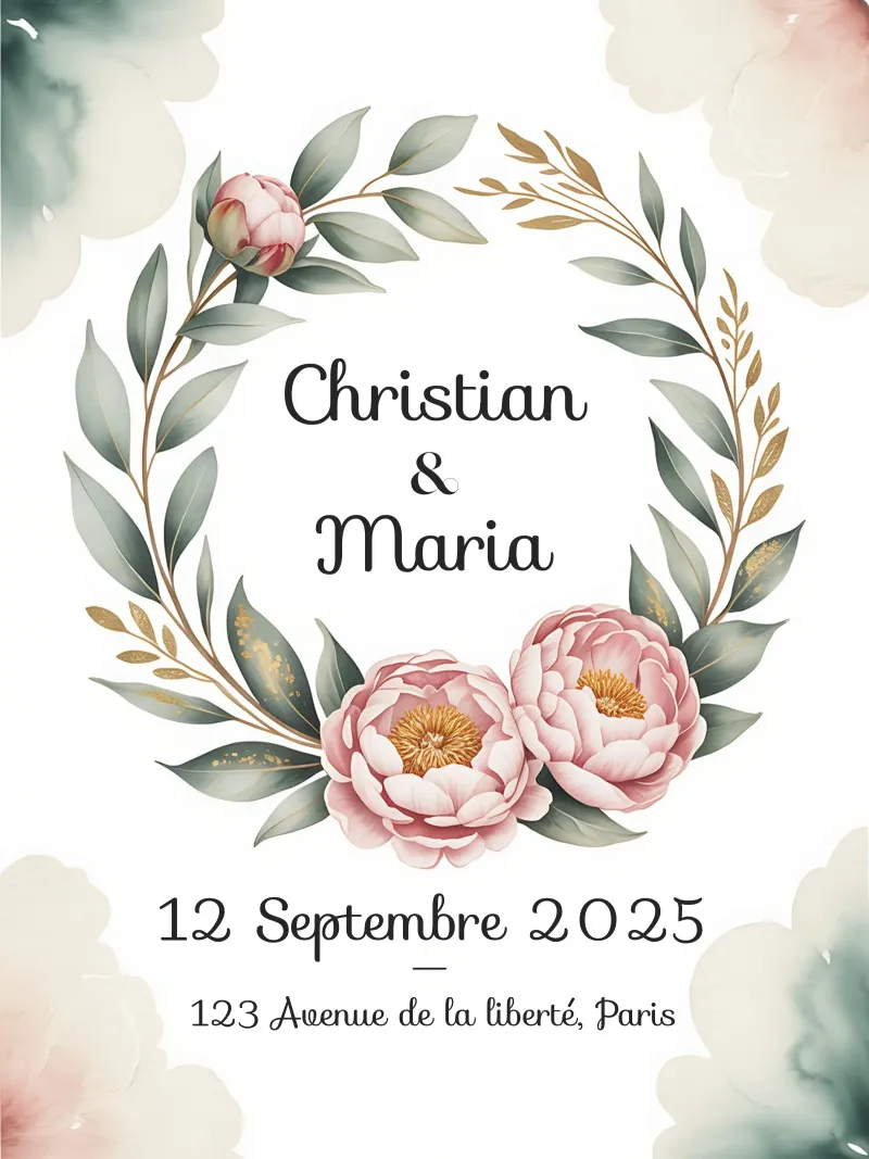 Nomi personalizzati floreali per il matrimonio poster con telaio in alluminio da Beyond the Brush