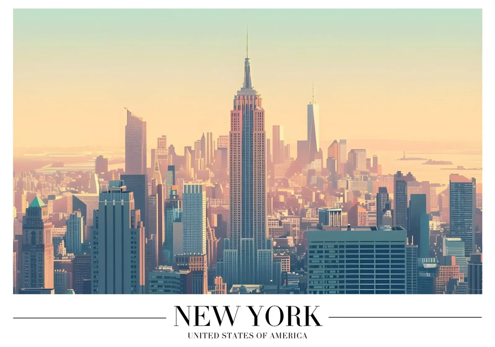 Skyline di New York al tramonto - Empire State Building pellicola backlit da homdeco