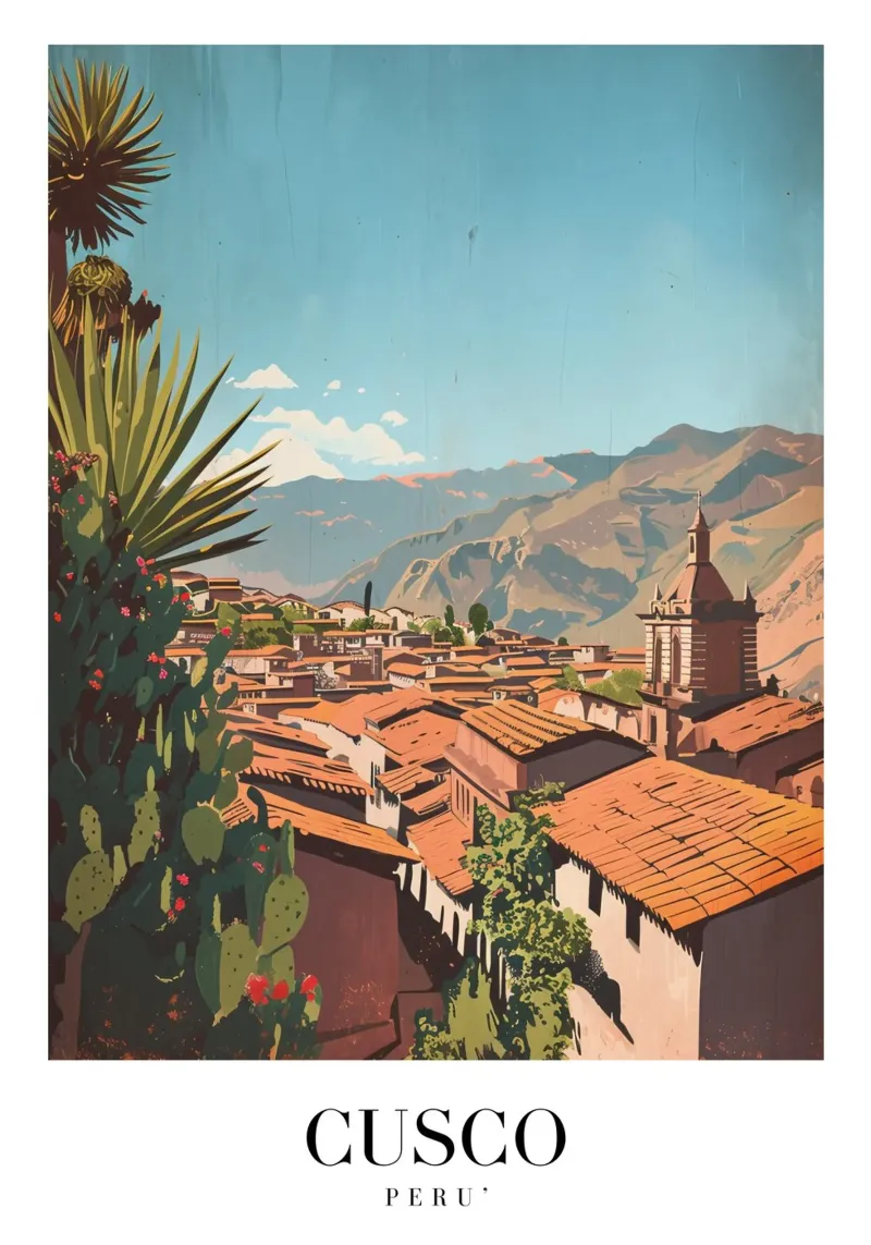 I tetti di Cusco in Perù - Arte di viaggio nella città andina poster da homdeco
