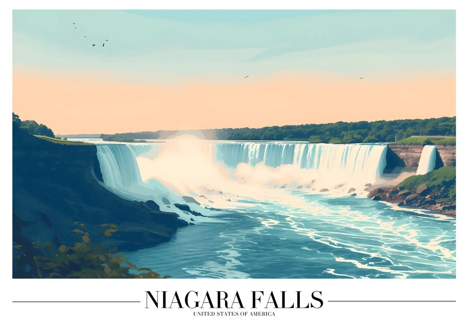 Vue majestueuse des chutes du Niagara - USA Landmark Art hahnemühle de homdeco