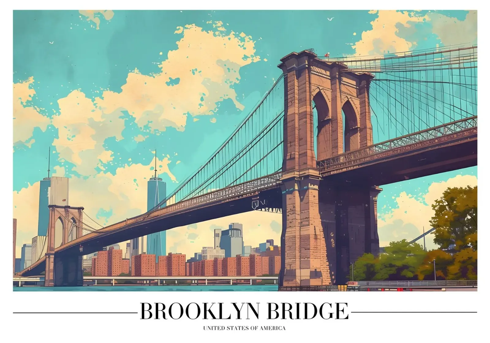 Ponte di Brooklyn - Arte iconica del punto di riferimento di New York alluminio dibond da homdeco