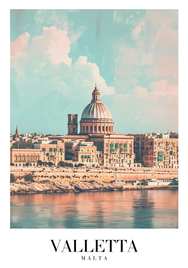 Valletta Dome & Harbor - Malta Cityscape Art pellicola backlit da homdeco