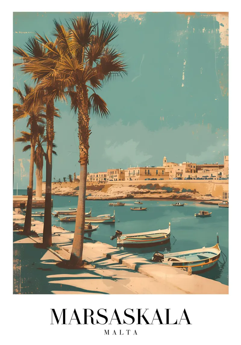 Marsaskala Bay View - Malta Coastal Travel Art canvas with Floater frame by homdeco