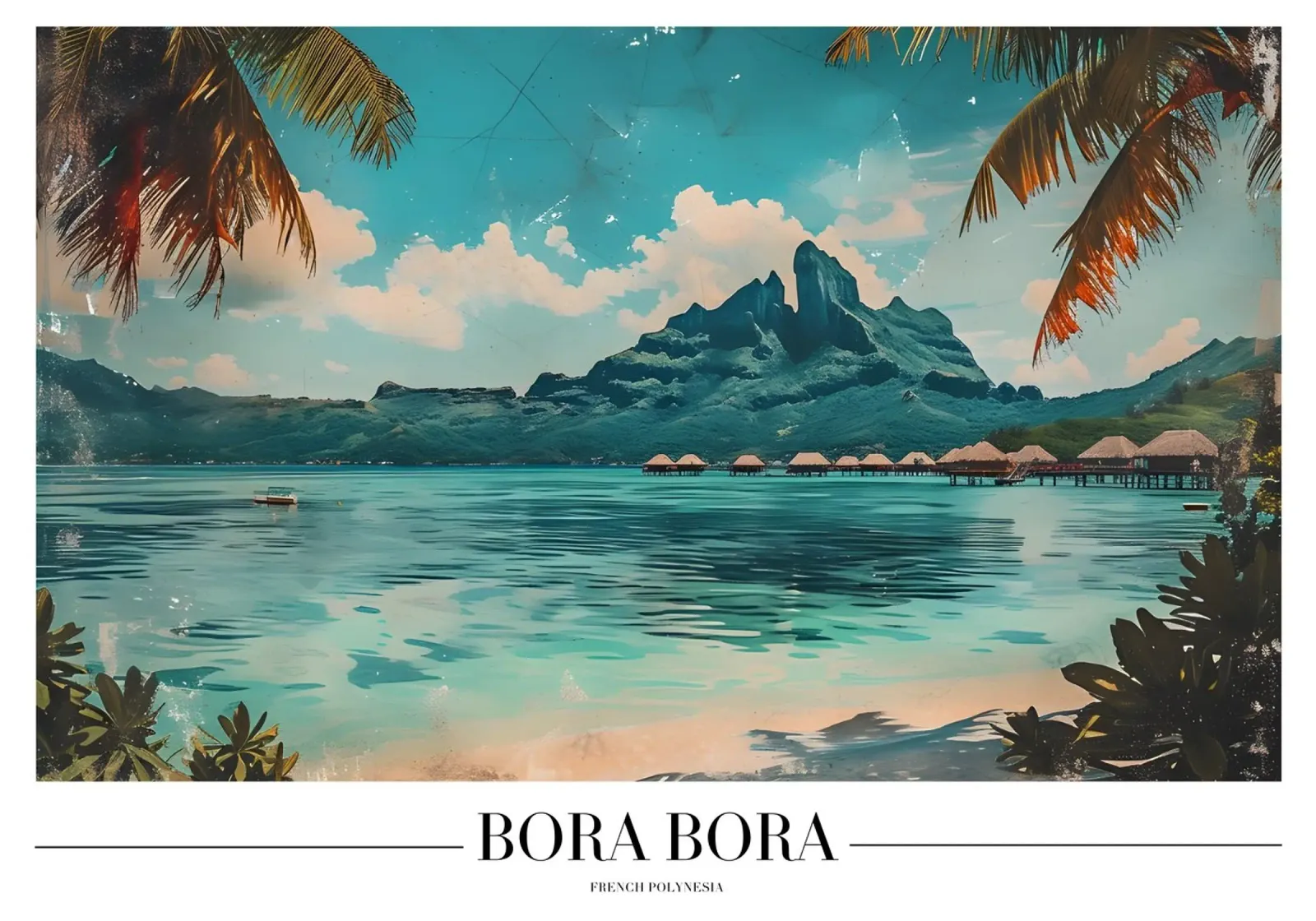 Bora Bora Lagunezicht - Frans Polynesië Paradijs canvas met Baklijst van homdeco
