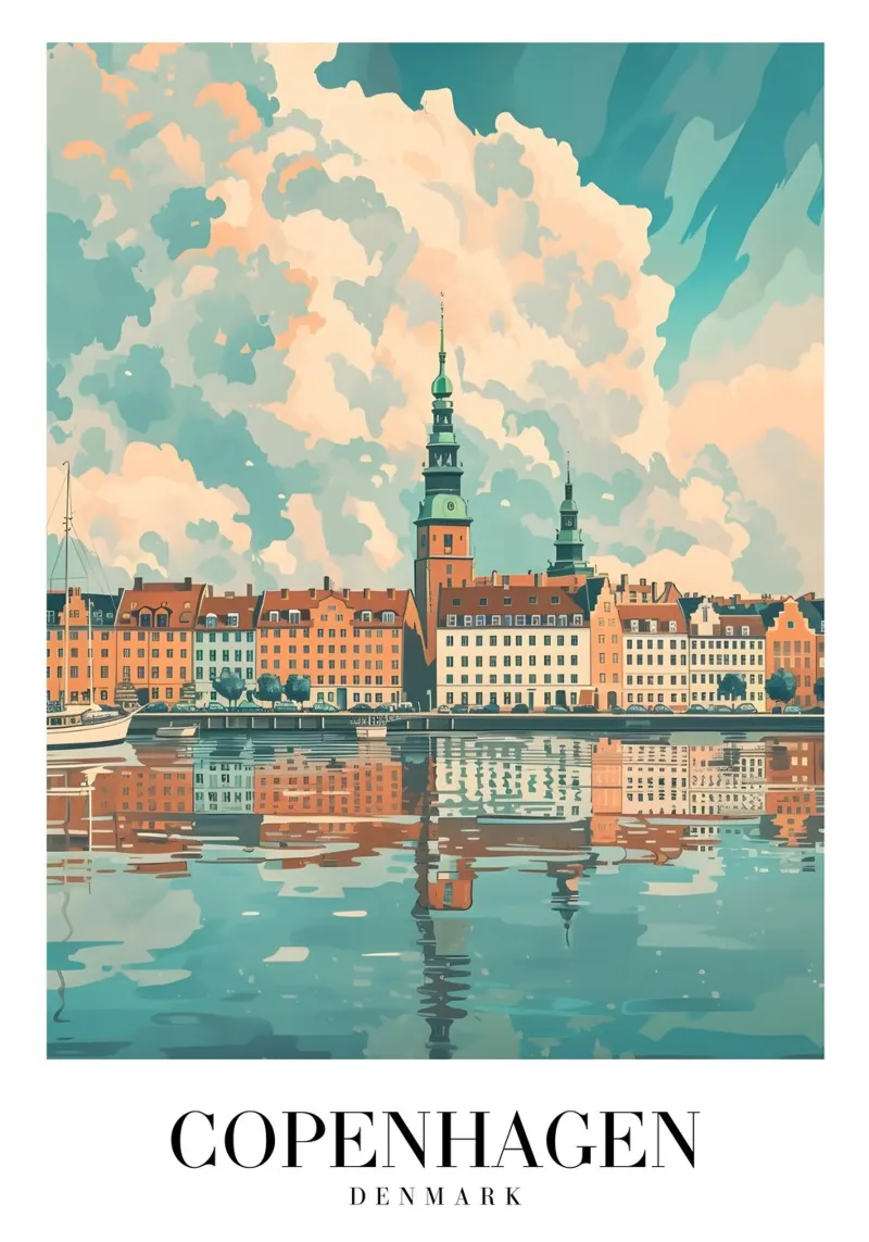 Copenaghen, lungomare di Nyhavn - Danimarca Arte da viaggio carta hahnemühle da homdeco