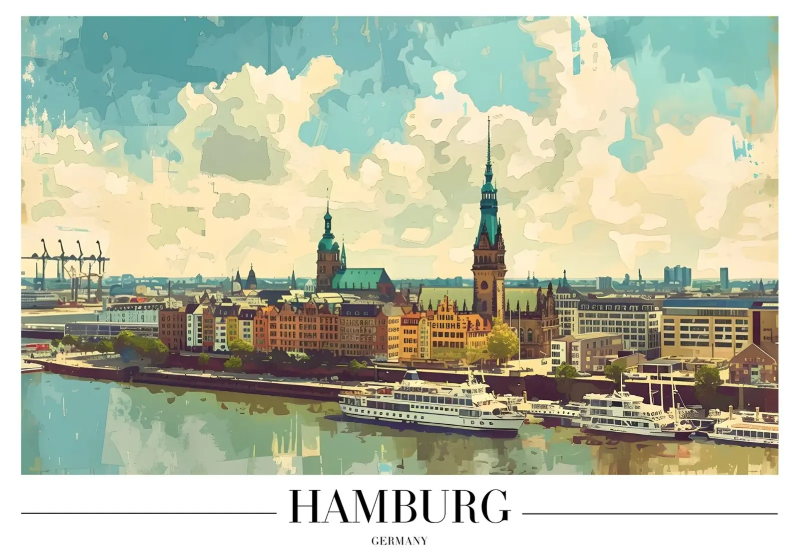 Hamburg haven & stadsgezicht - Duitsland Reiskunst aluminium-dibond van homdeco
