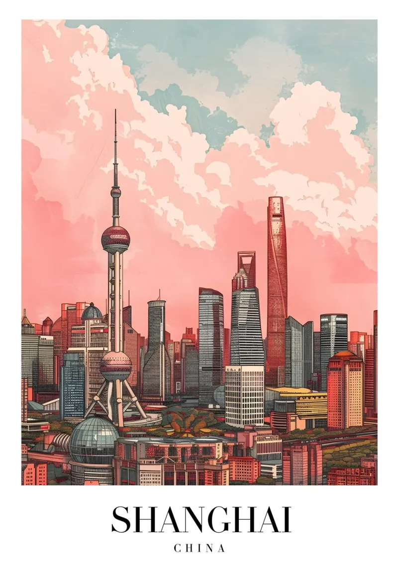 Skyline di Shanghai Pudong - China Cityscape Art alluminio dibond da homdeco
