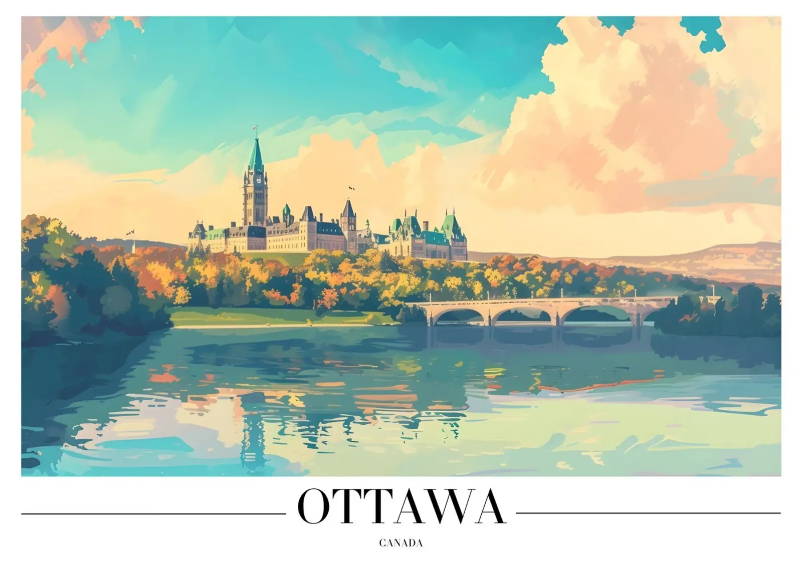 Collina del Parlamento di Ottawa - Vista sulla capitale del Canada poster da homdeco
